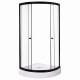 Dušas stūris pusapaļš Duschy 90x90 cm ar paliktni, melns/caurspīdīgs