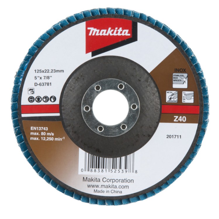 Lameļu slīpdisks 125x22.23mm Metālam Makita D-63781