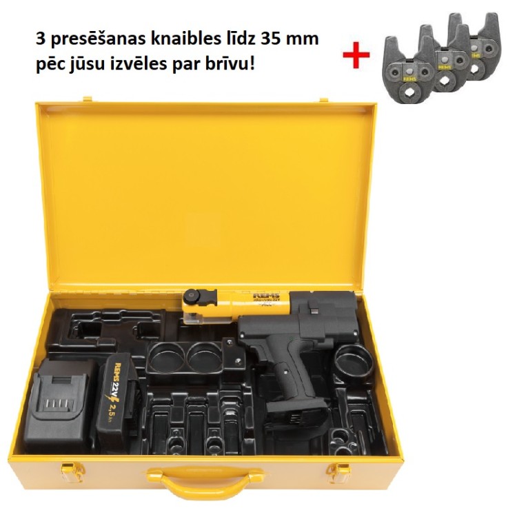 Akumulatora Mini-Prese Rems 22V ACC, stabilā tērauda kastē