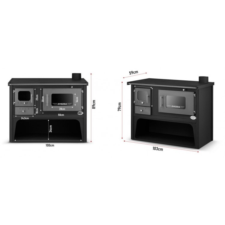 Malkas centrālapkures katls Zvezda ROSSINA ar plītsvirsmu 10kW