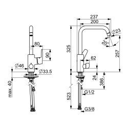 Virtuves izlietnes maisītājs ar ventili ORAS SAGA, 3936F