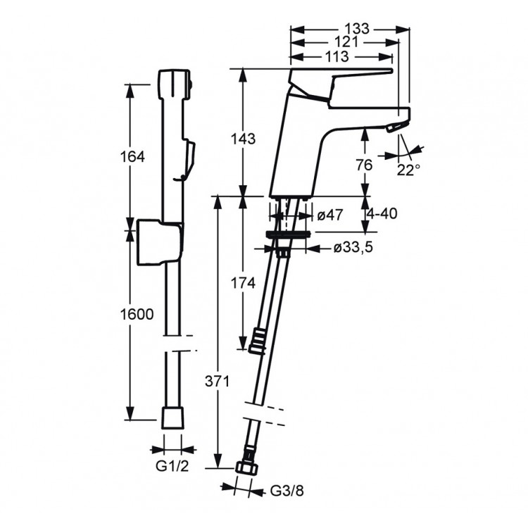 Izlietnes maisītājs ar bidetta rokas dušu ORAS TWISTA 3812F
