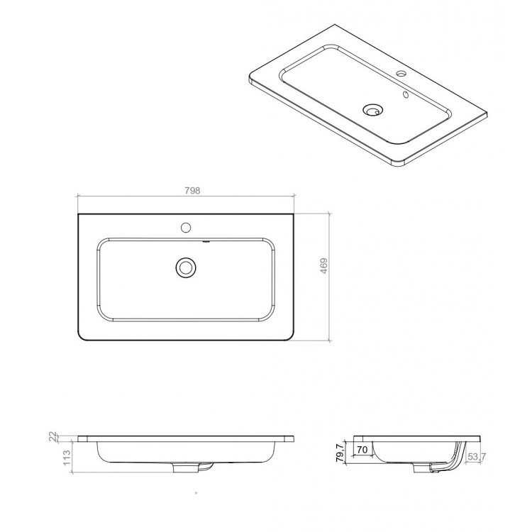 Vannas istabas skapītis ar izlietni Akvarodos ACCENT 80 cm, 936ACV80