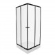 Dušas stūris kvadrātveida AQUALINE 90x90 cm ar paliktni, melns/caurspīdīgs