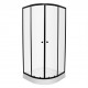 Dušas stūris pusapaļš AQUALINE 90x90 cm ar paliktni, melns/caurspīdīgs