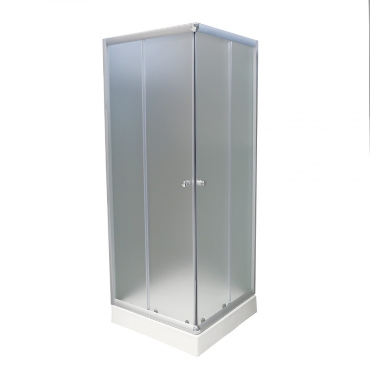 Dušas stūris kvadrātveida AQUALINE 80x80 cm ar paliktni, balts/matēts