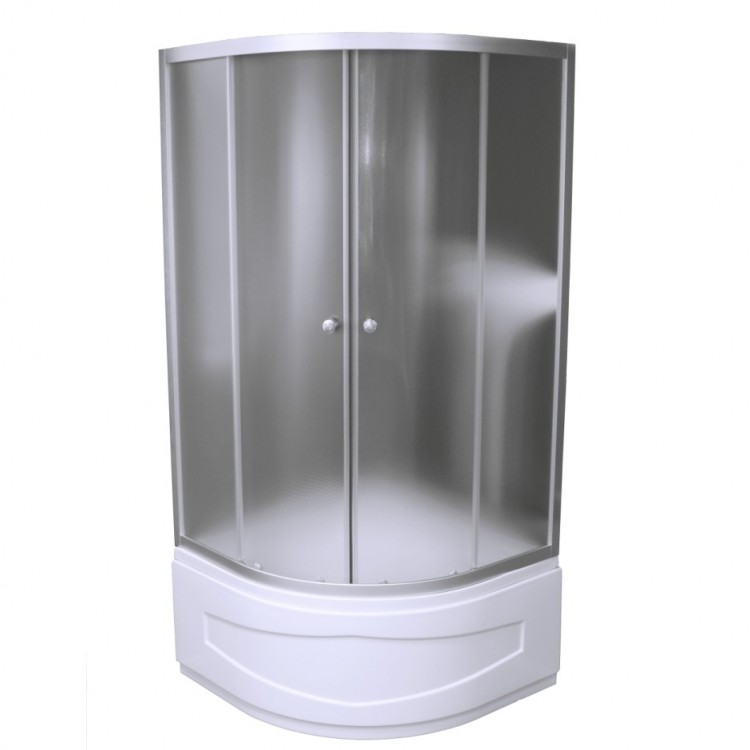 Dušas stūris pusapaļš AQUALINE 90x90 cm ar dziļo paliktni, matēts