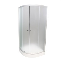 Dušas stūris pusapaļš AQUALINE 80x80 cm ar paliktni, balts/matēts
