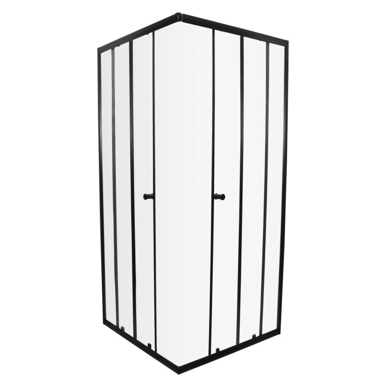 Dušas stūris kvadrātveida AQUALINE 90x90 cm, melns/caurspīdīgs
