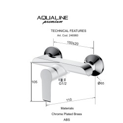 Dušas maisītājs ar dušu Aqualine Bianca, balts/hroms