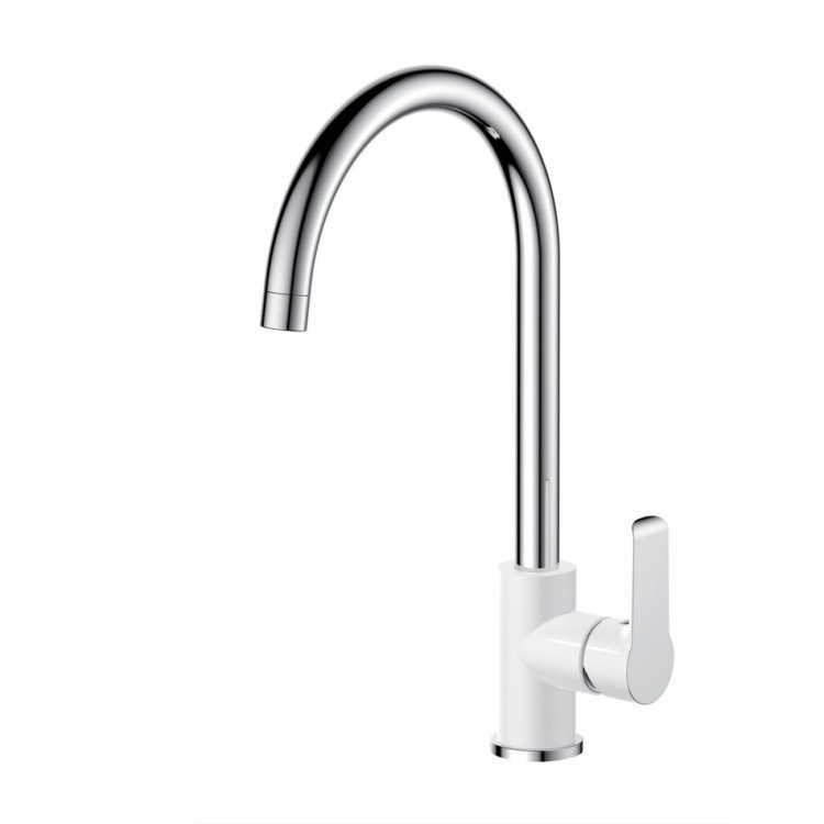 Virtuves izlietnes maisītājs Aqualine Bianca JC, balts/hroms