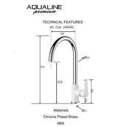 Virtuves izlietnes maisītājs Aqualine Bianca JC, balts/hroms