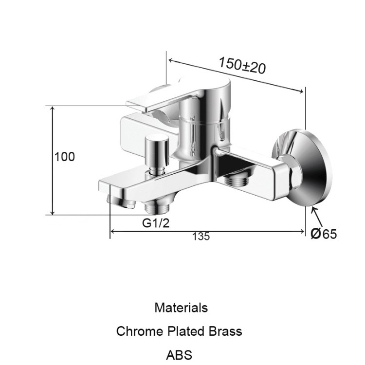 Vannas un dušas maisītājs Aqualina SMART, hroms