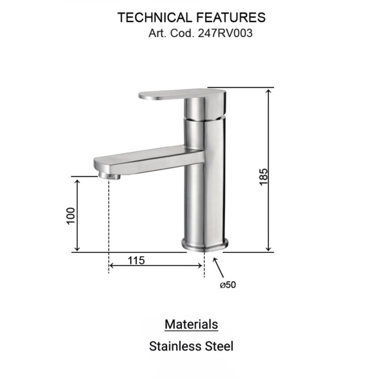 Izlietnes maisītājs Aqualine Steel, nerūsējošais tērauds