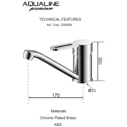 Izlietnes maisītājs Aqualine New Start ar grozāmu izteku, hroms