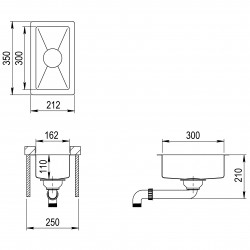 Virtuves izlietne HELIKA ENNA 21.2x35cm, ENN100S