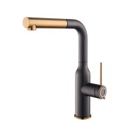 Virtuves izlietnes maisītājs granīta ar izvelkamu izteku Helika Supra, melna metālika+varš