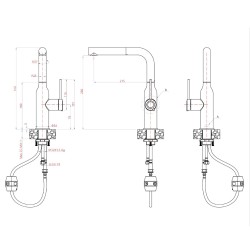 Virtuves izlietnes maisītājs granīta ar izvelkamu izteku Helika Supra, argent