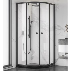 Dušas stūris pusapaļš Baltijos Brasta FRIDA Black Frame 90x90 cm