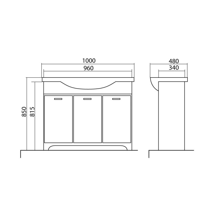 Vannas istabas skapītis ar izlietni Akvarodos CLASSIC 100cm