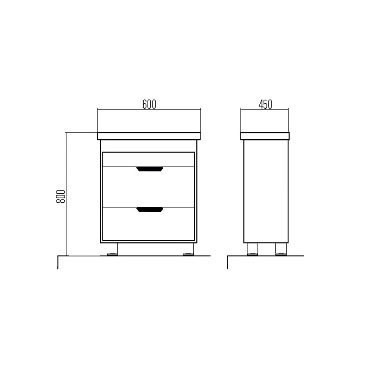 Vannas istabas skapītis ar izlietni Aqualine PREMIUM PLUS 60 cm