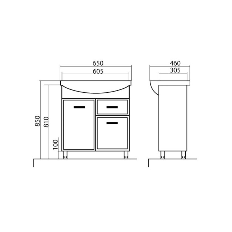 Vannas istabas skapītis ar izlietni Aquarodos DECOR 65cm