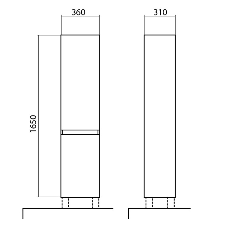 Vannas istabas augstais skapis Akvarodos ELITE 165x35cm