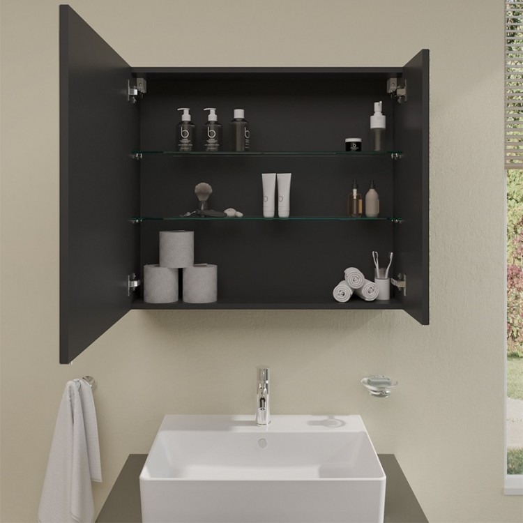 Vannas istabas skapītis ar spoguli Vitra Mia 80 cm, antracīts