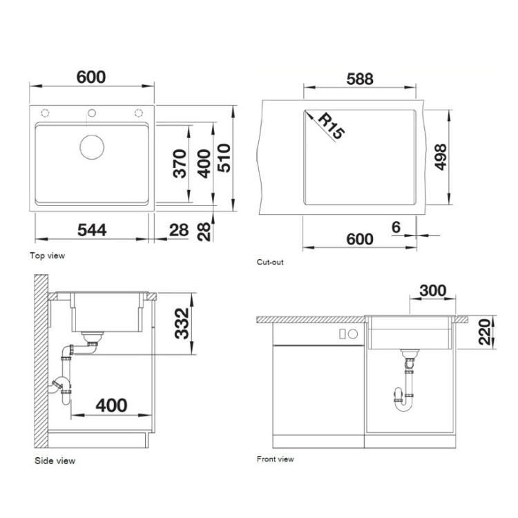 Virtuves izlietne Silgranit Blanco ETAGON 6 60x51cm, coffee