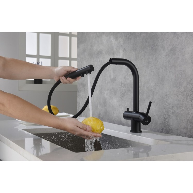 Virtuves izlietnes maisītājs dzeramajam ūdenim ar izvelkamu izteku BLUE WATER APALA, APALA-BM