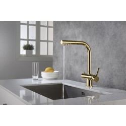 Virtuves izlietnes maisītājs dzeramajam ūdenim ar izvelkamu izteku BLUE WATER APALA, APALA-GOLD