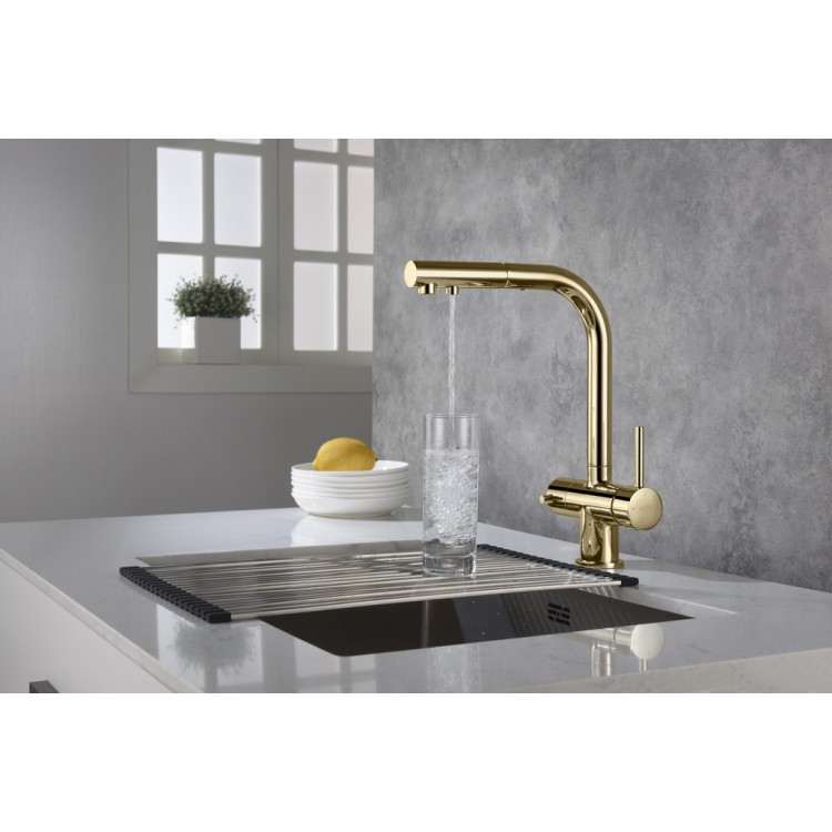 Virtuves izlietnes maisītājs dzeramajam ūdenim ar izvelkamu izteku BLUE WATER APALA, APALA-GOLD