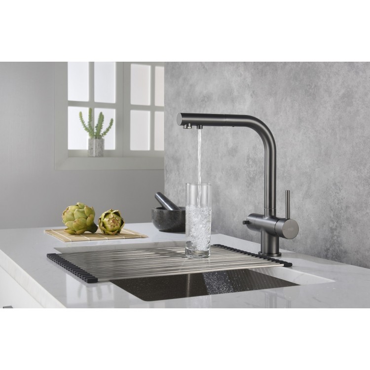 Virtuves izlietnes maisītājs dzeramajam ūdenim ar izvelkamu izteku BLUE WATER APALA, APALA-GRAFIT