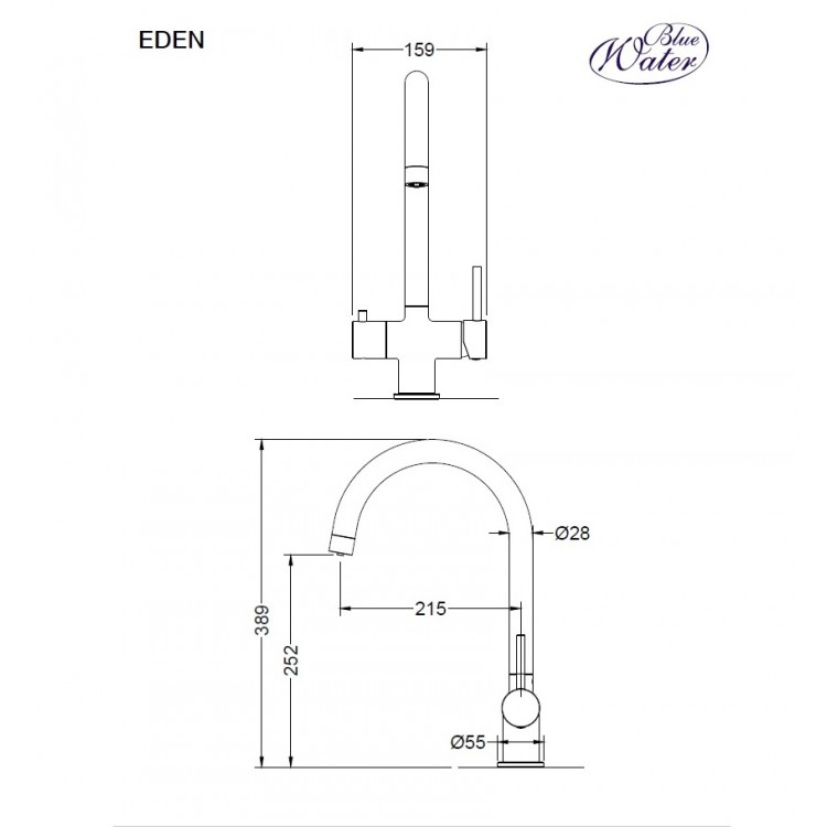 Virtuves izlietnes maisītājs dzeramajam ūdenim BLUE WATER EDEN, EDEN-BR