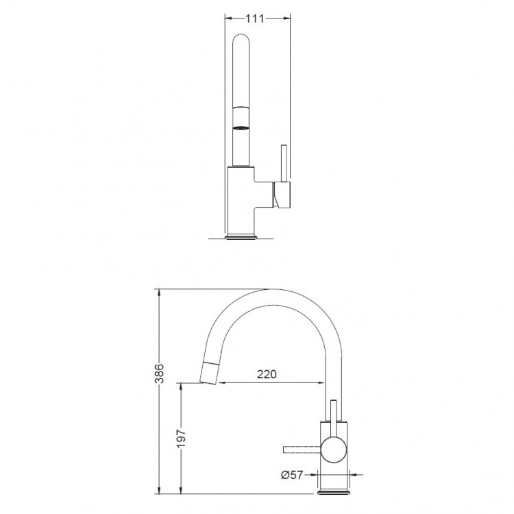 Virtuves izlietnes maisītājs ar izvelkamu izteku BLUE WATER PLAZA, hroms
