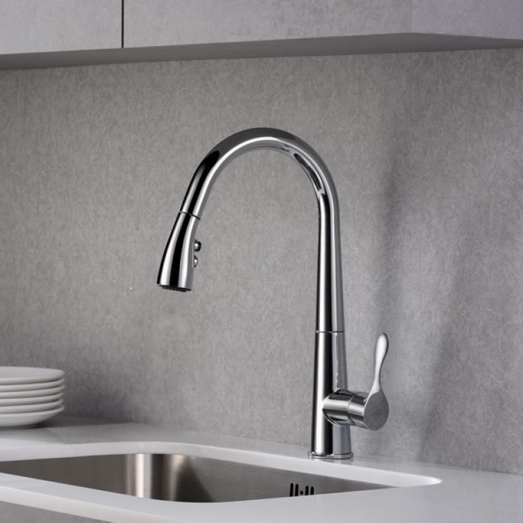 Virtuves izlietnes maisītājs ar izvelkamu izteku BLUE WATER STABILI, hroms