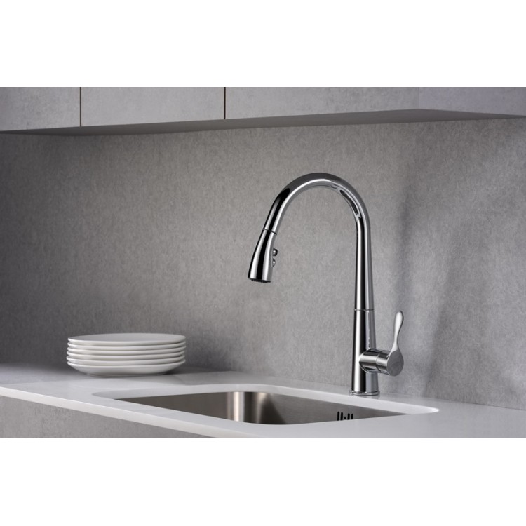 Virtuves izlietnes maisītājs ar izvelkamu izteku BLUE WATER STABILI, hroms