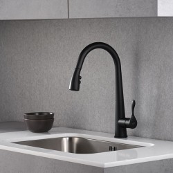 Virtuves izlietnes maisītājs ar izvelkamu izteku BLUE WATER STABILI, melns matēts