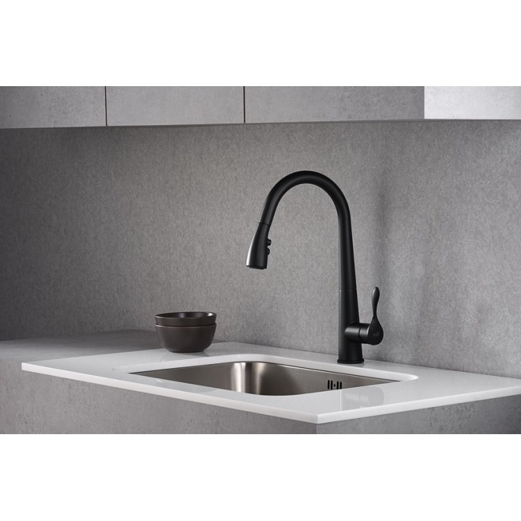 Virtuves izlietnes maisītājs ar izvelkamu izteku BLUE WATER STABILI, melns matēts