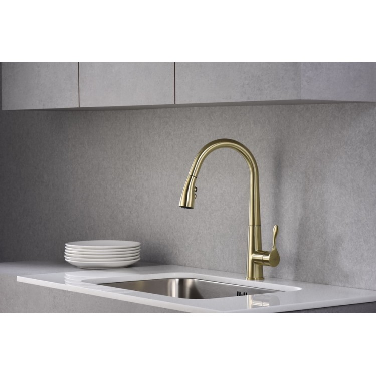 Virtuves izlietnes maisītājs ar izvelkamu izteku BLUE WATER STABILI, bronza