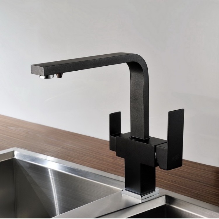 Virtuves izlietnes maisītājs dzeramajam ūdenim BLUE WATER TAUPO, melna metālika