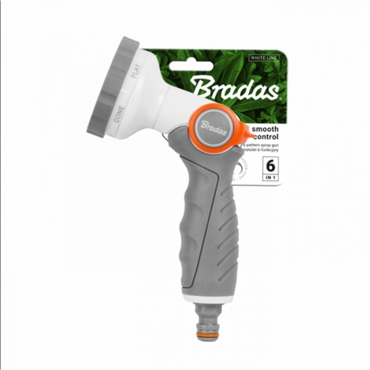 Bradas White Line Smooth Control Regulējama laistīšanas pistole, 6 režīmi, WL-EN41M