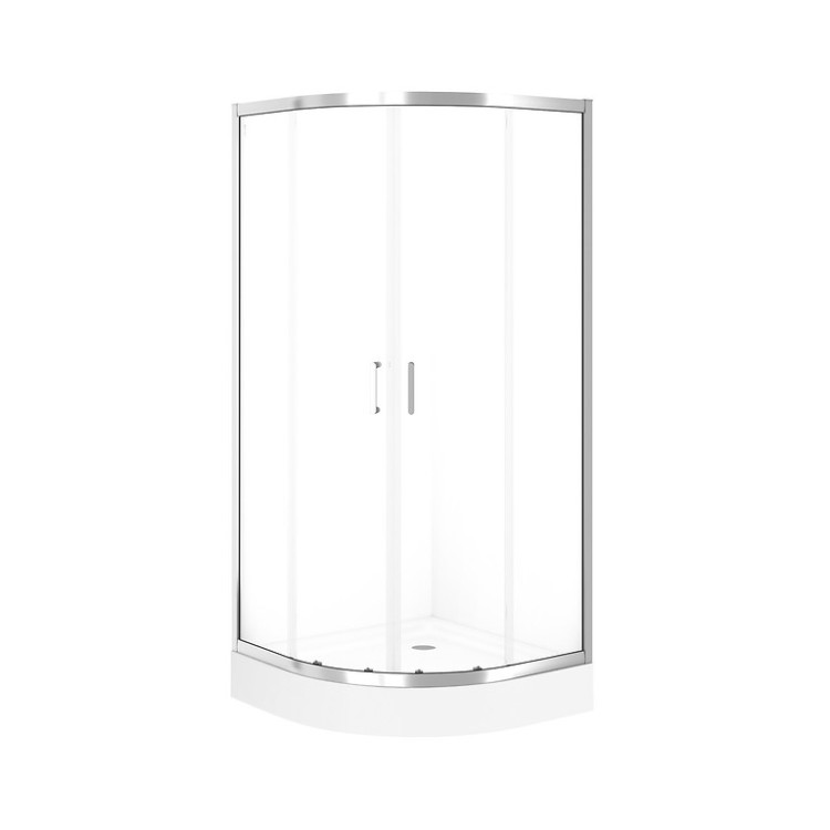 Dušas stūris pusapaļš Cersanit Brasco ar paliktni Tako 90x90 cm, hroms