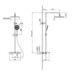 Termostata vannas un dušas sistēma Cersanit Virgo, hroms