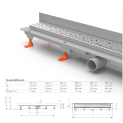 Dušas kanāls CHUDEJ Drops CH650 D2 650mm