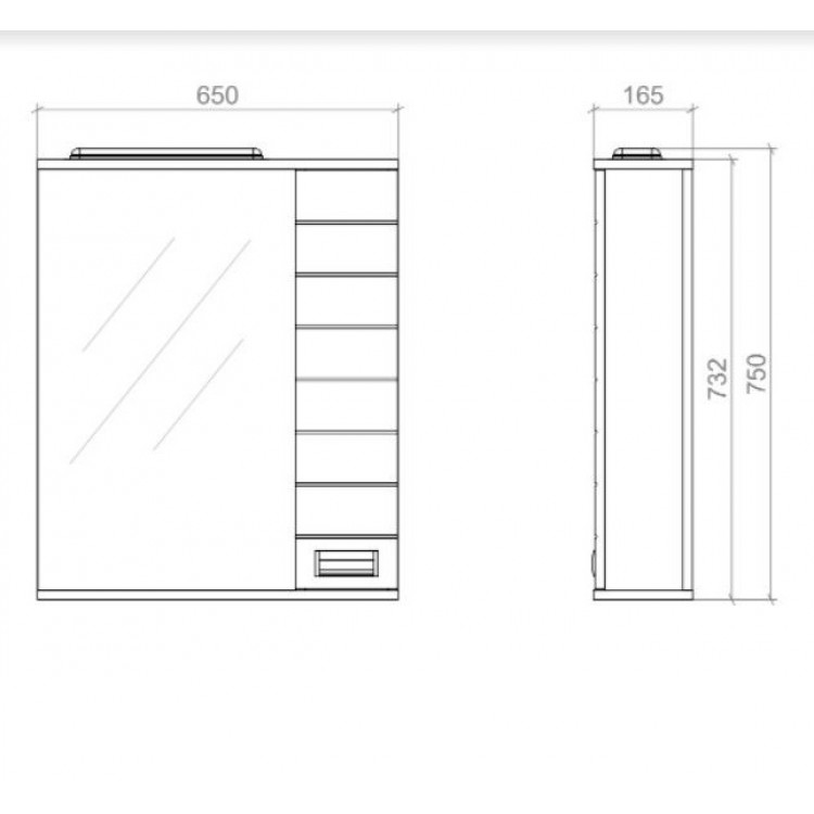 Vannas istabas skapītis ar spoguli Van Mebles Bostons 65cm