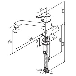 Virtuves izlietnes maisītājs Damixa Pine ar ventili, hroms 170010000