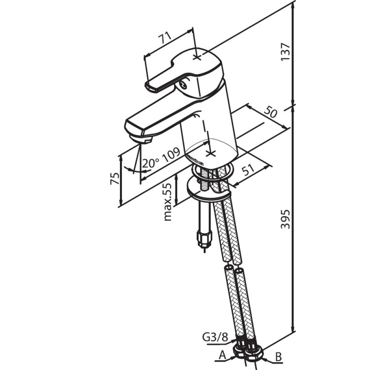 Izlietnes maisītājs Damixa Pine, 170214600, tērauds