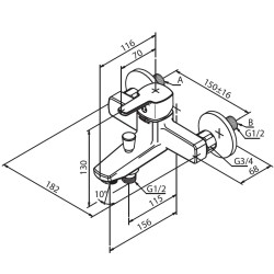 Vannas un dušas maisītājs Damixa Pine, hroms