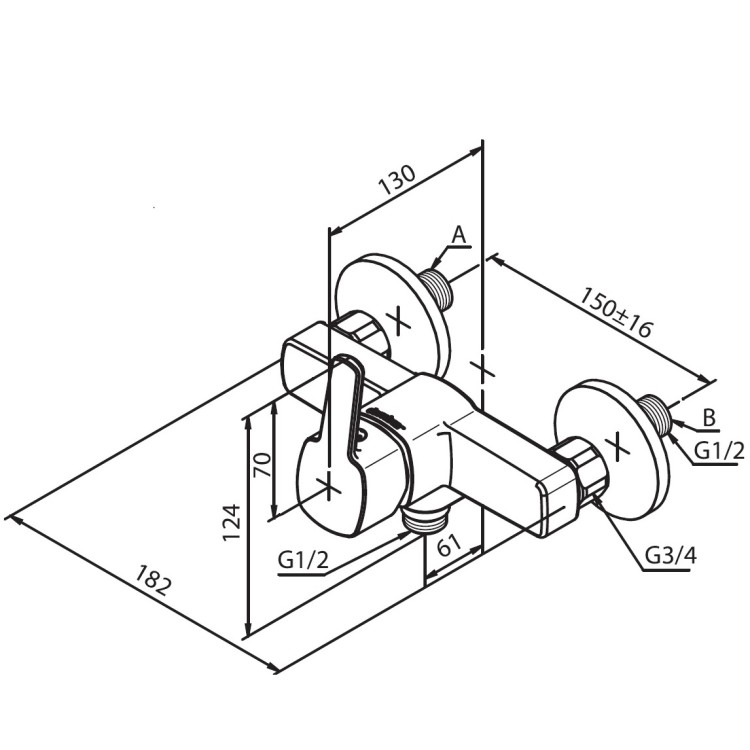 Dušas maisītājs Damixa Pine, hroms